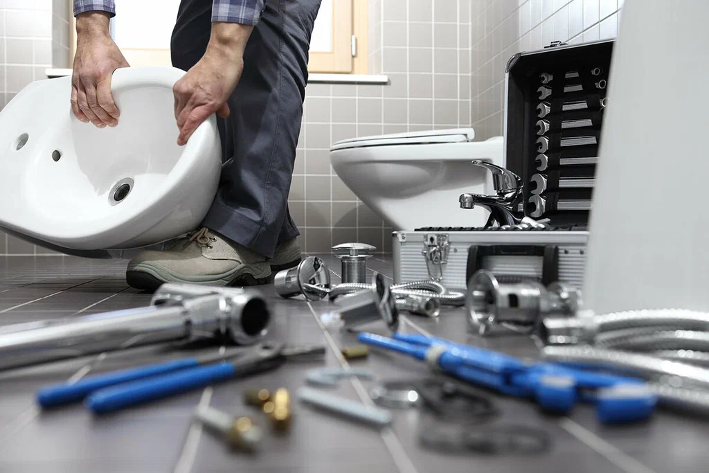 Plumbing tools prepared for a bathroom repair in Boca Raton