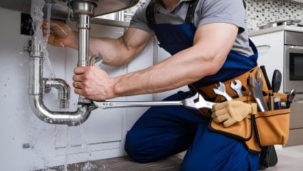 Technician using electronic equipment to detect a plumbing leak in Boca Raton
